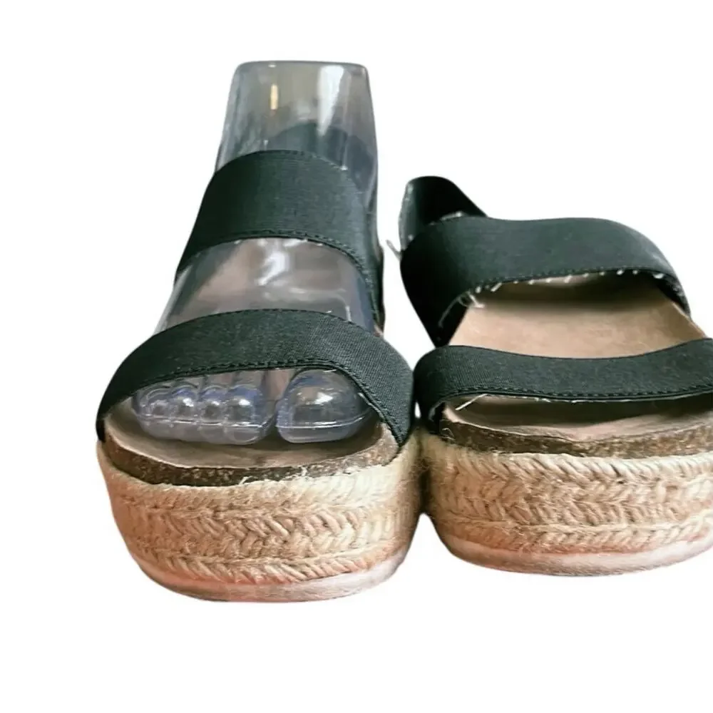 Madden Girl Cybell Black Elastic Strap Platform Espadrille Sandals Size 6.5 Y2K
